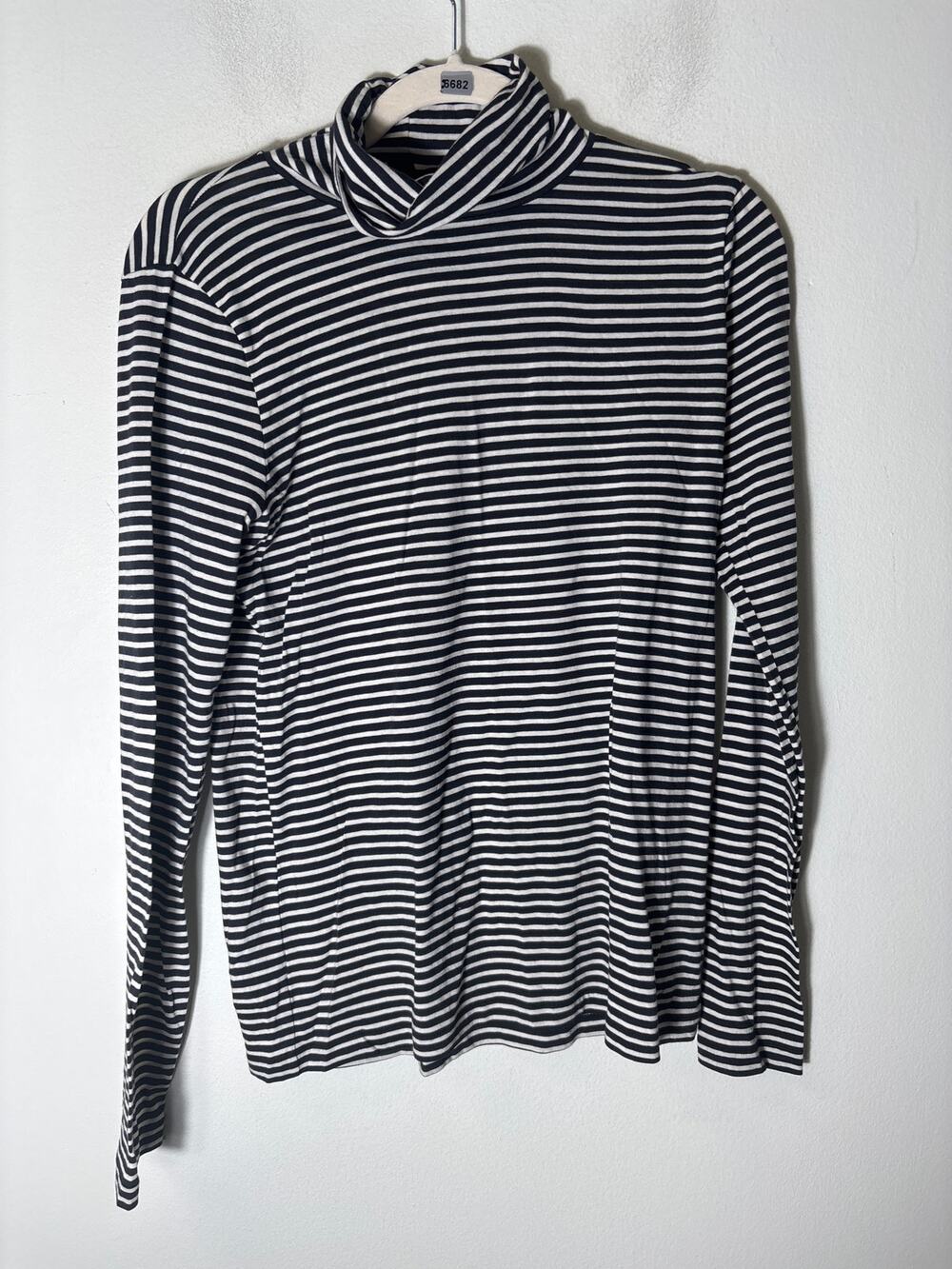 J crew Black and White Stripe Turtleneck Sz s